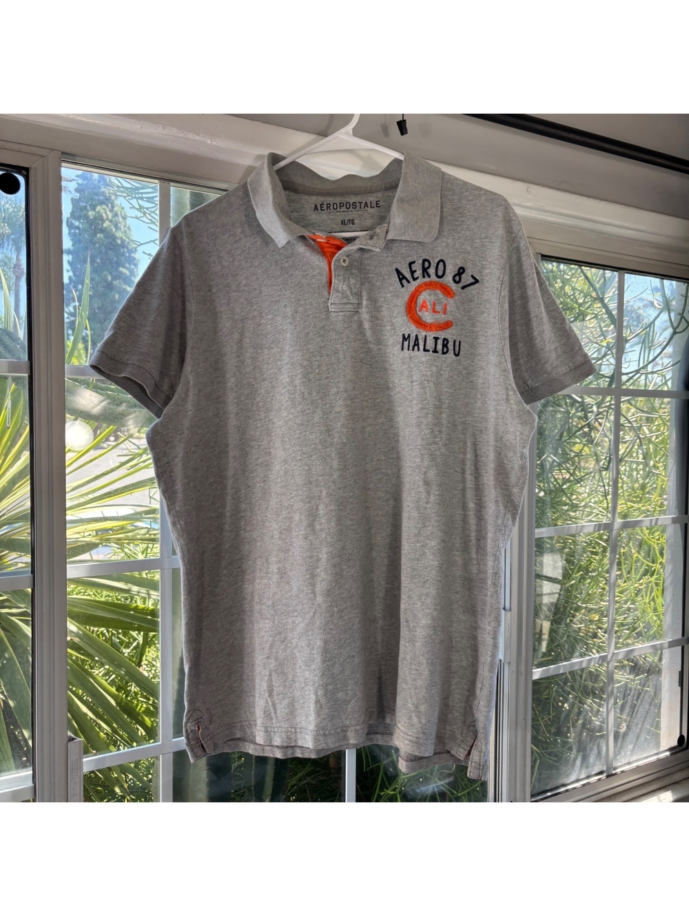 Aeropostale Malibu gray polo shirt